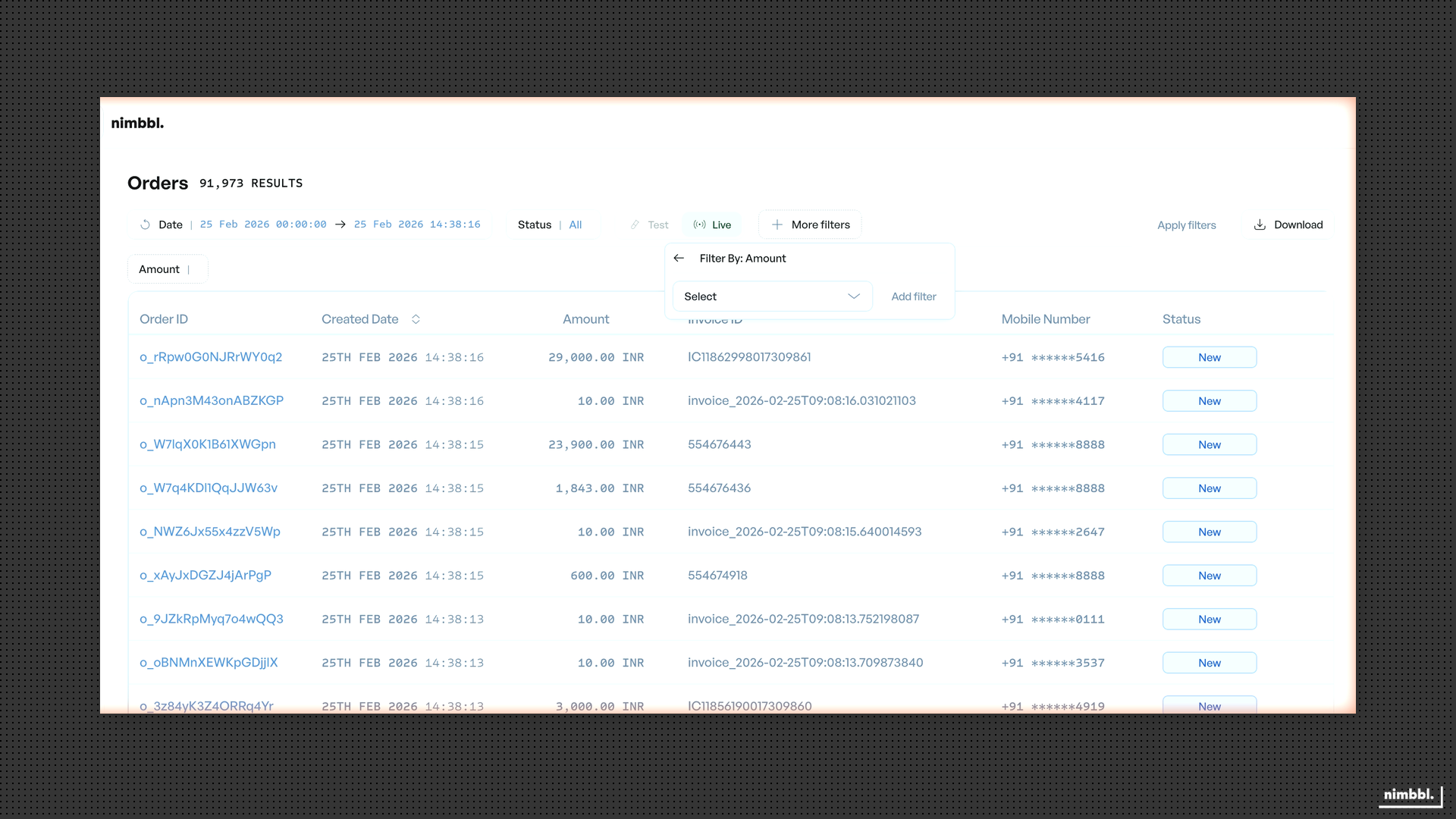 Advanced filters expanded showing all common filter options