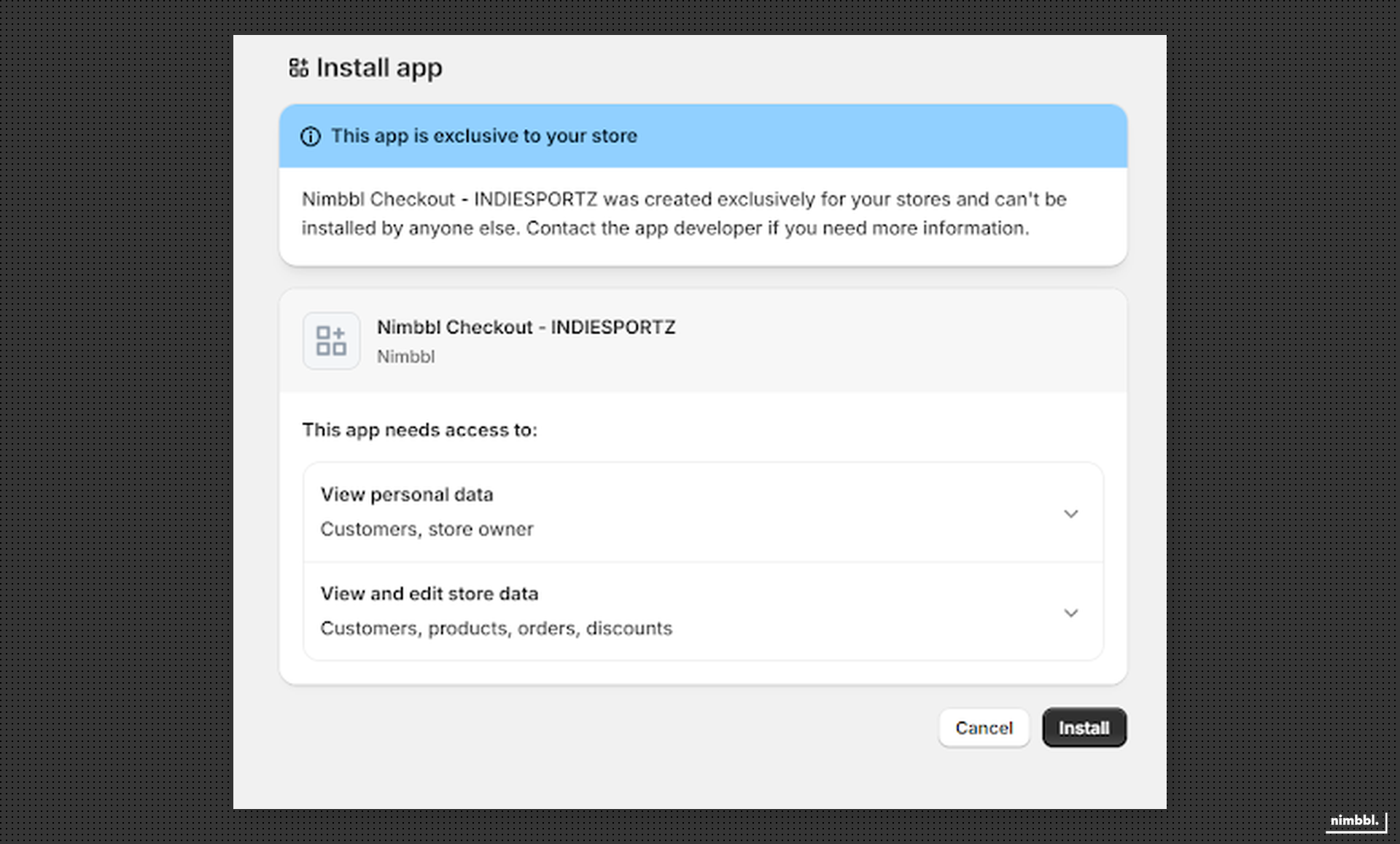 Click install button