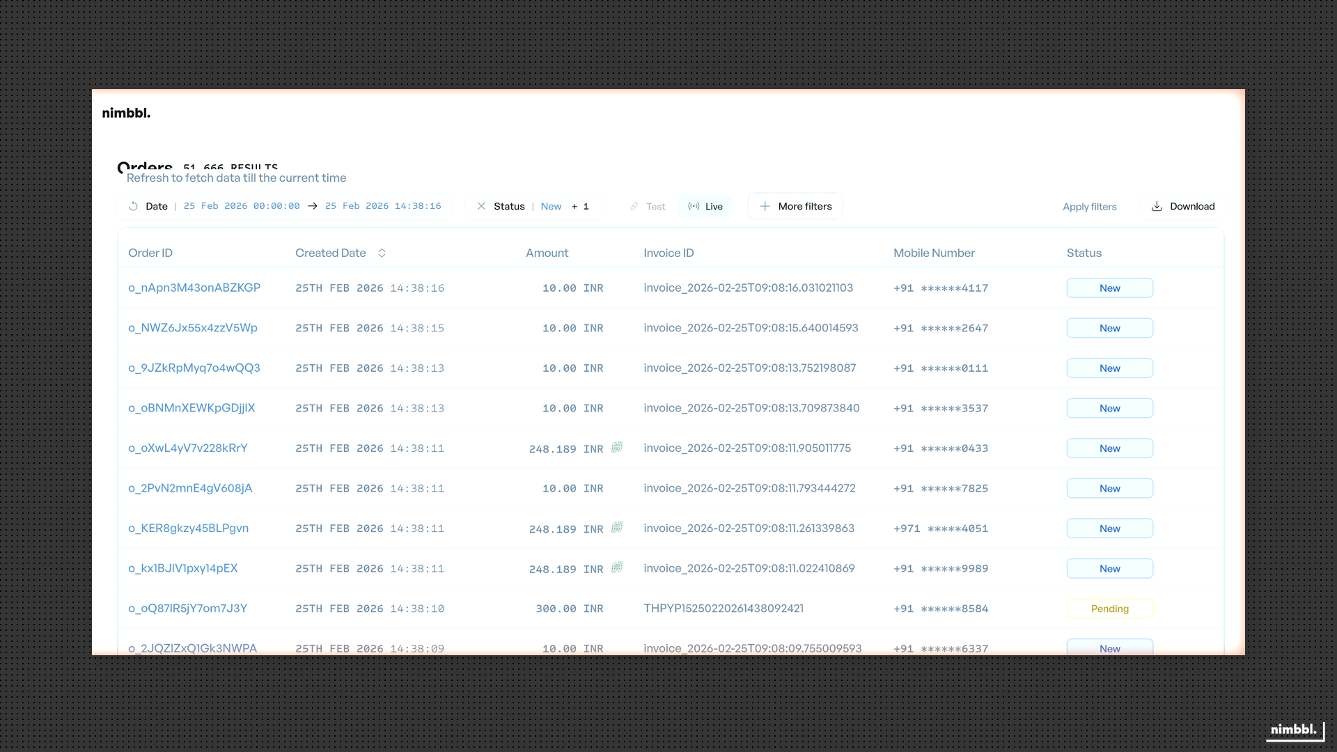 Date filter refresh button on the filter chip