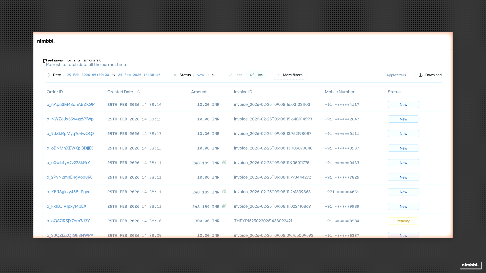 Download button on the Search list
