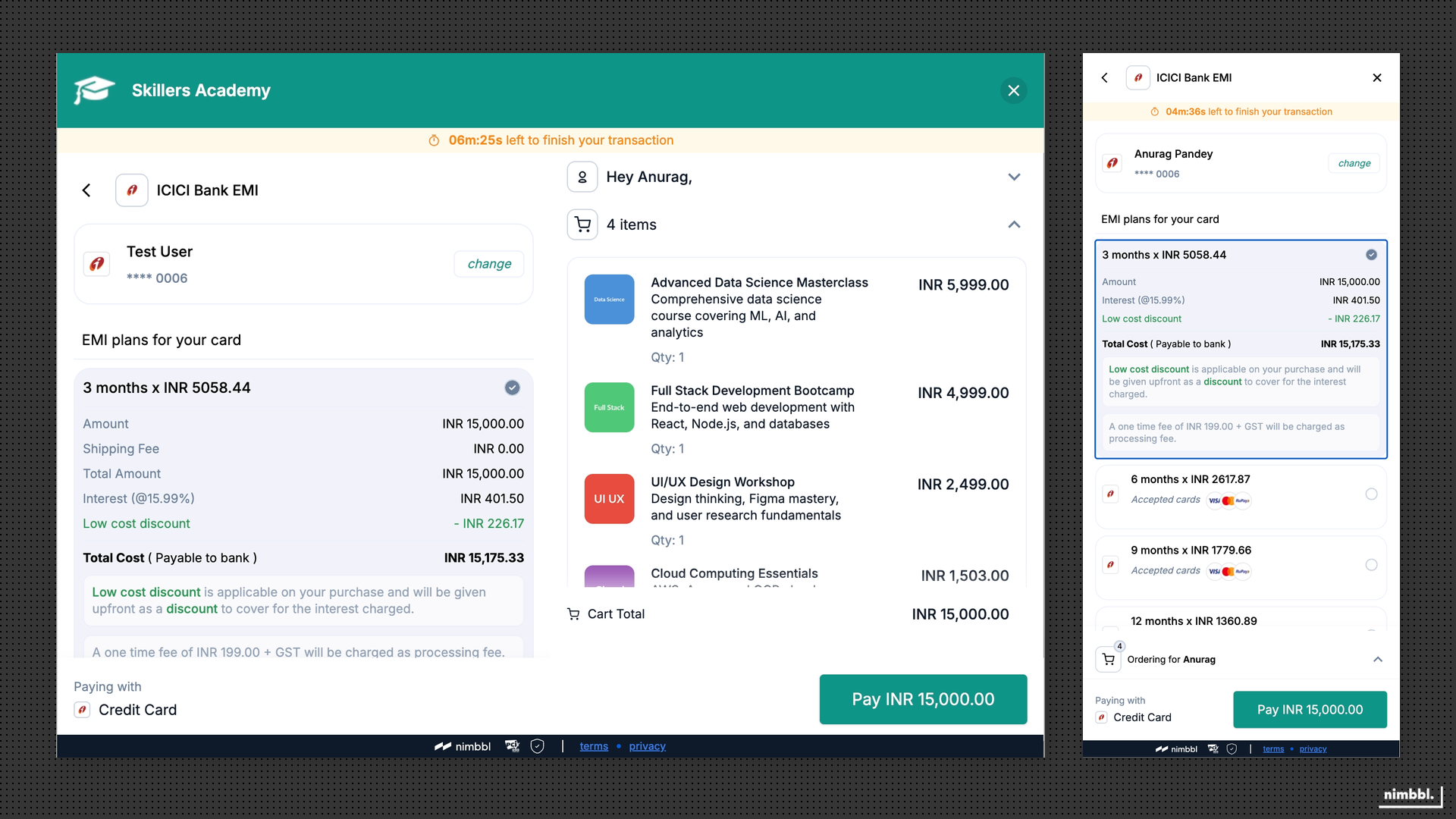 Low-cost EMI scheme with reduced interest shown in checkout