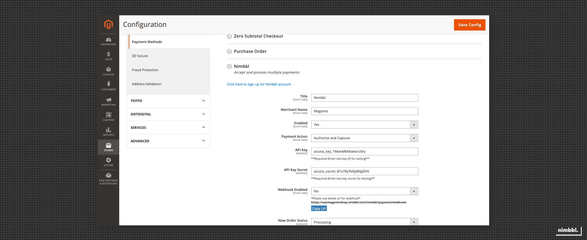 Nimbbl payment credentials form