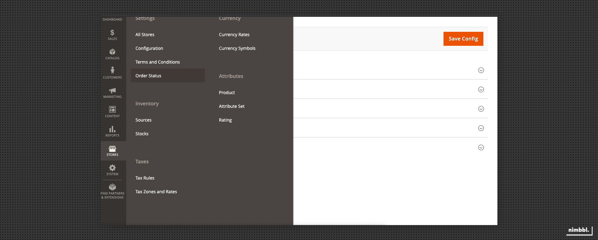 Magento Stores configuration sidebar