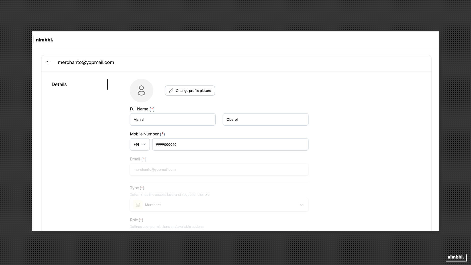 Profile edit mode showing editable fields