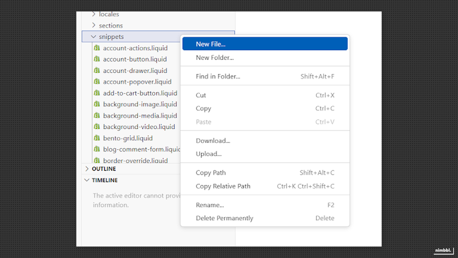 Create new snippet file