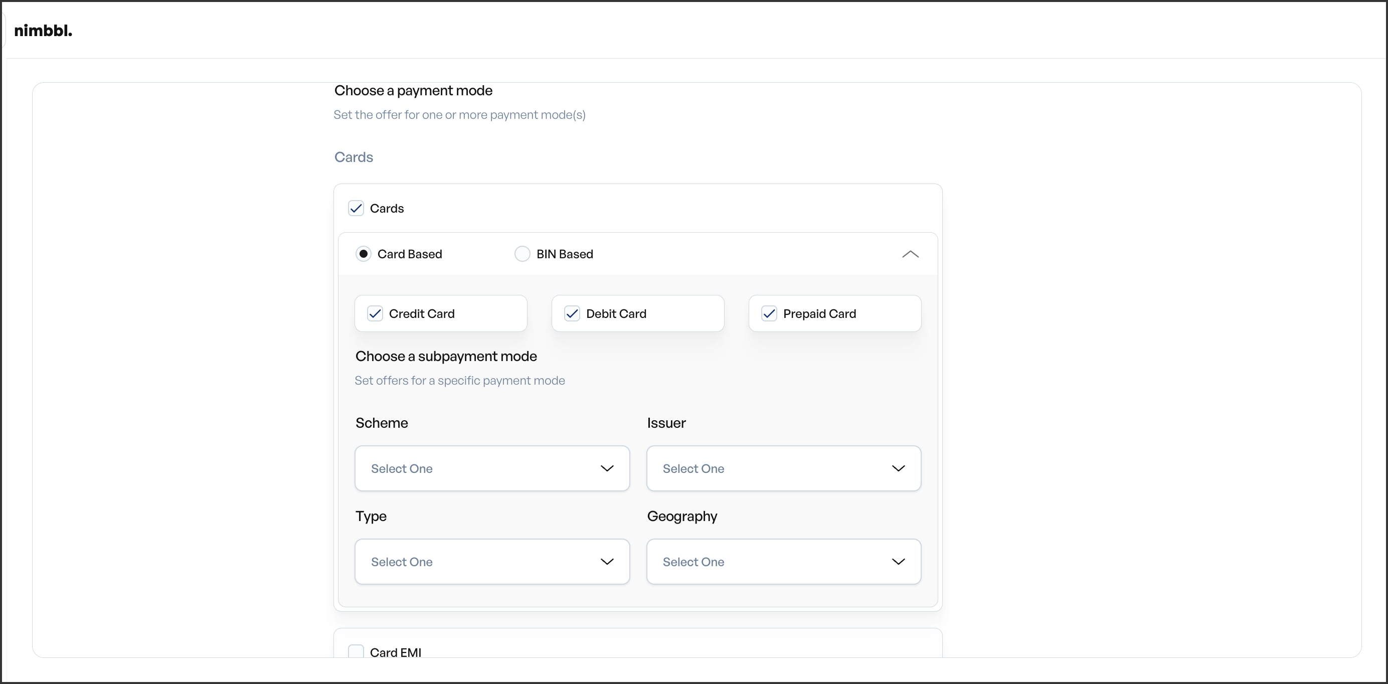 Card targeting expanded