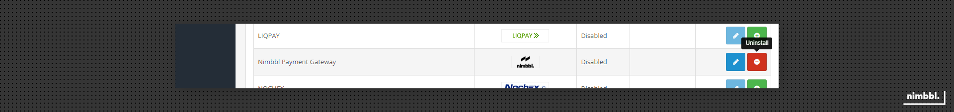 Install and uninstall toggle buttons