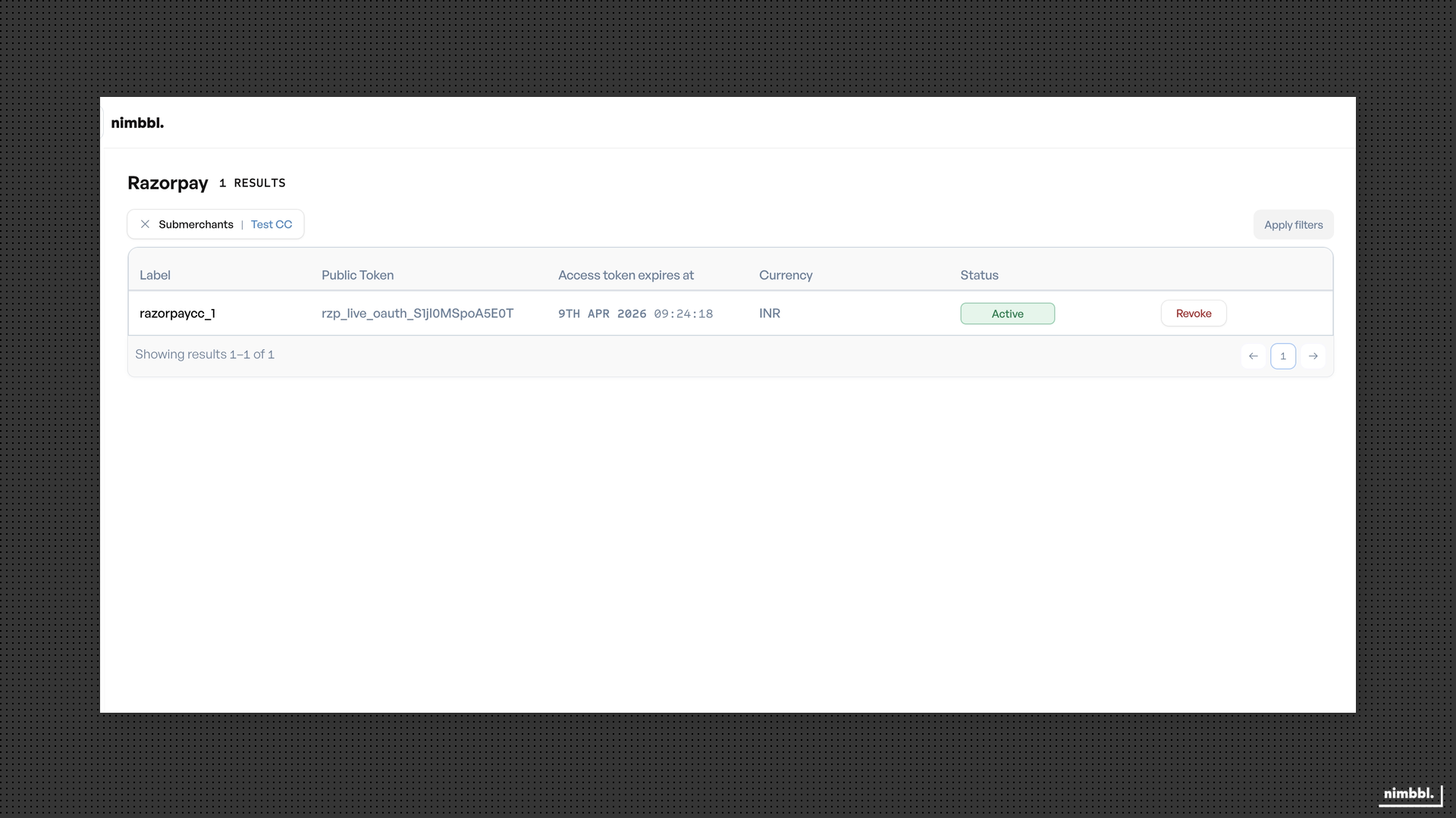 Razorpay credentials list