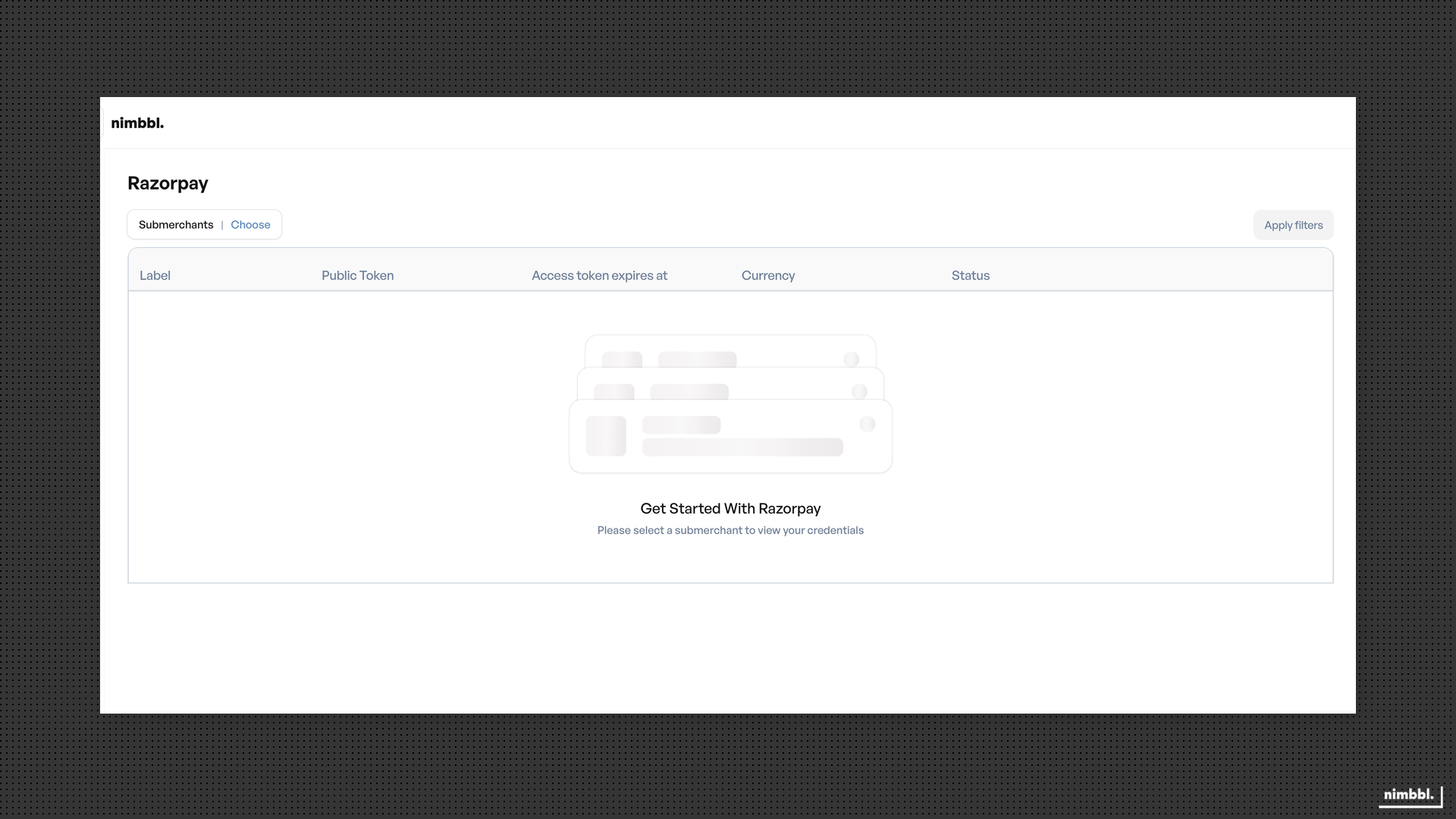 Payment partner empty state