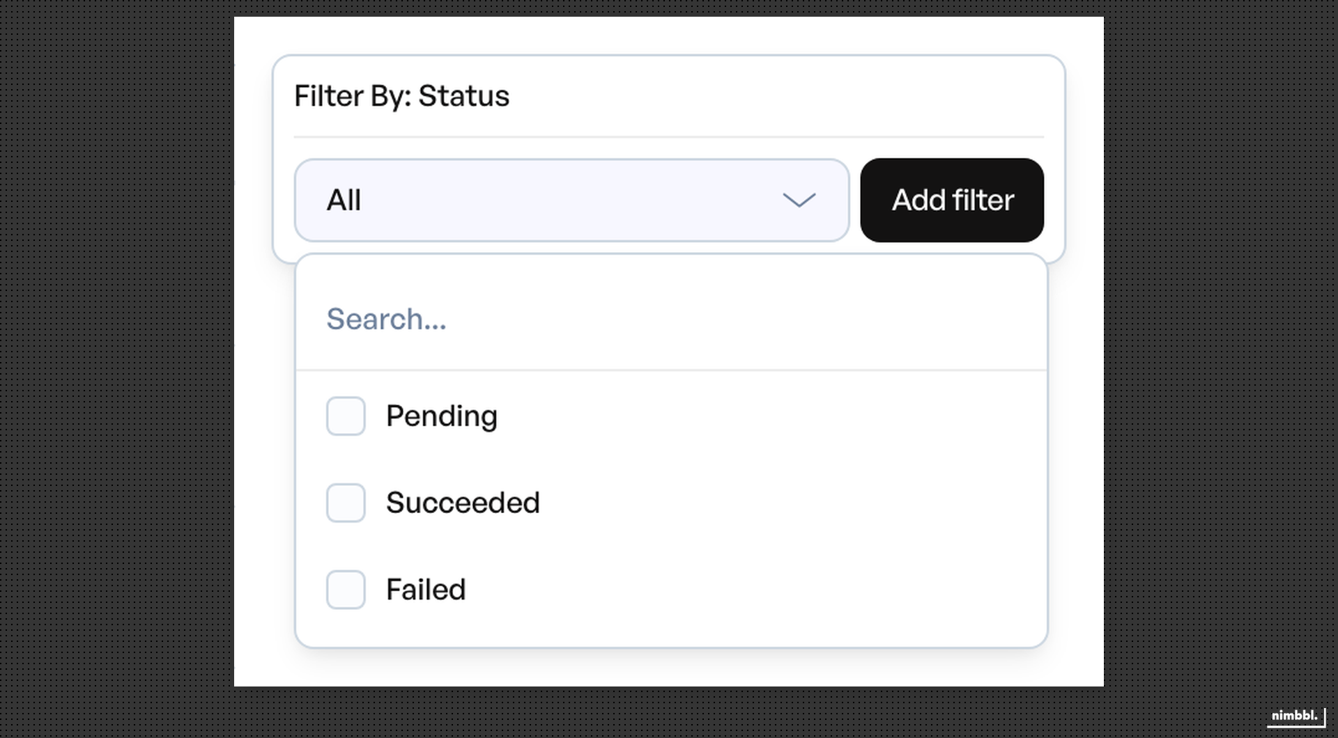 Status filter dropdown on the Refunds page showing options: Pending, Succeeded, Failed