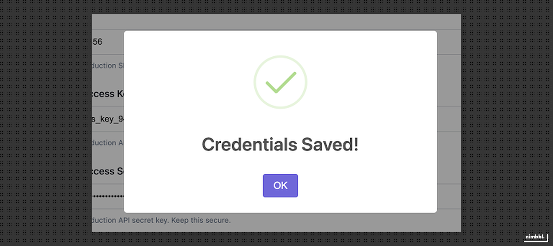 Saved preferences confirmation