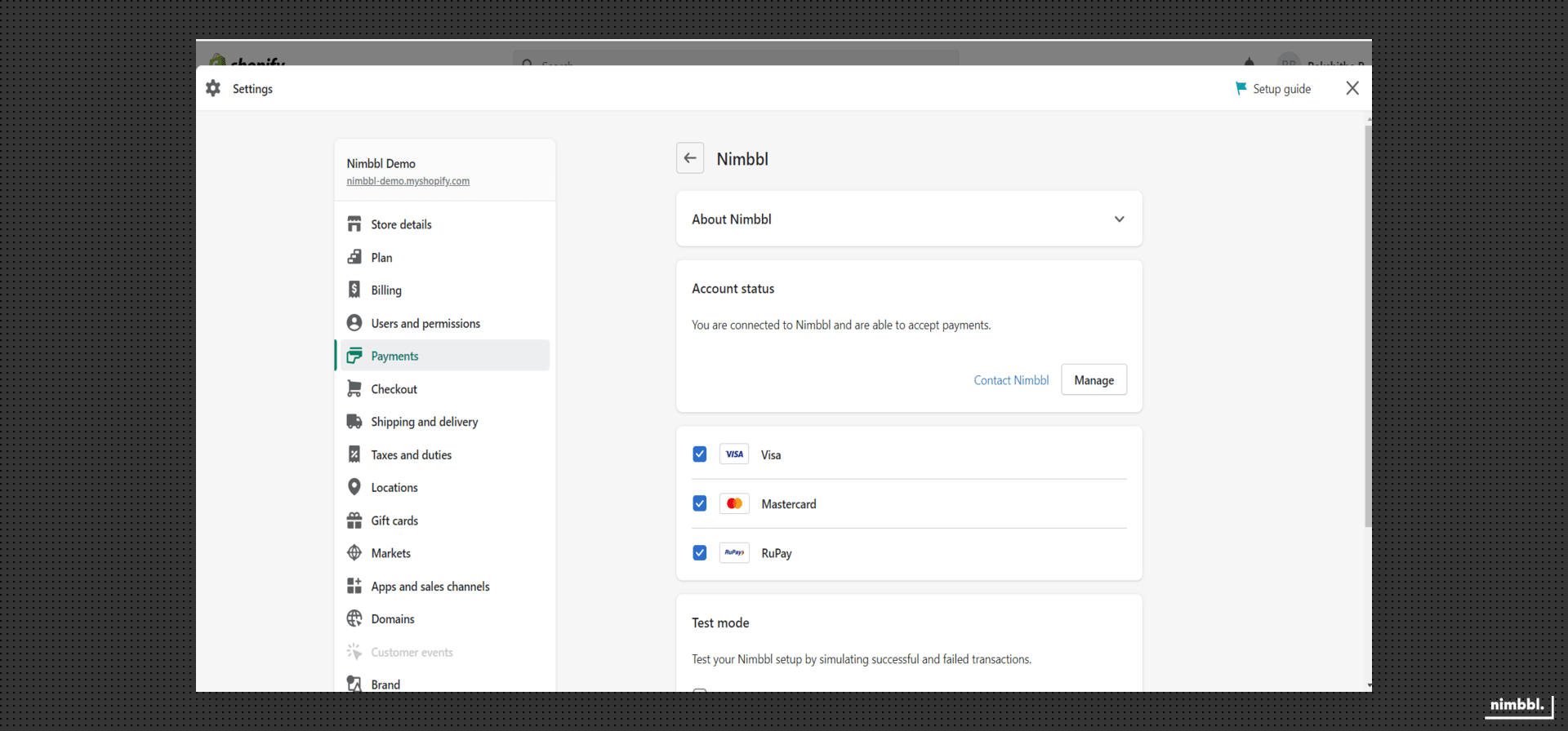 Manage credentials button