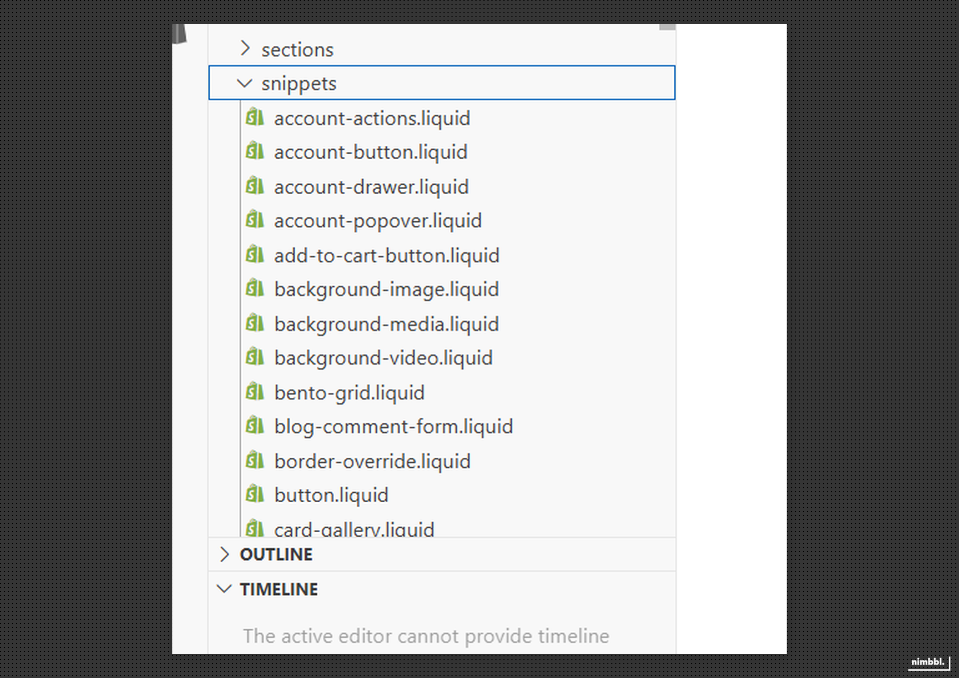 Snippets folder in theme editor