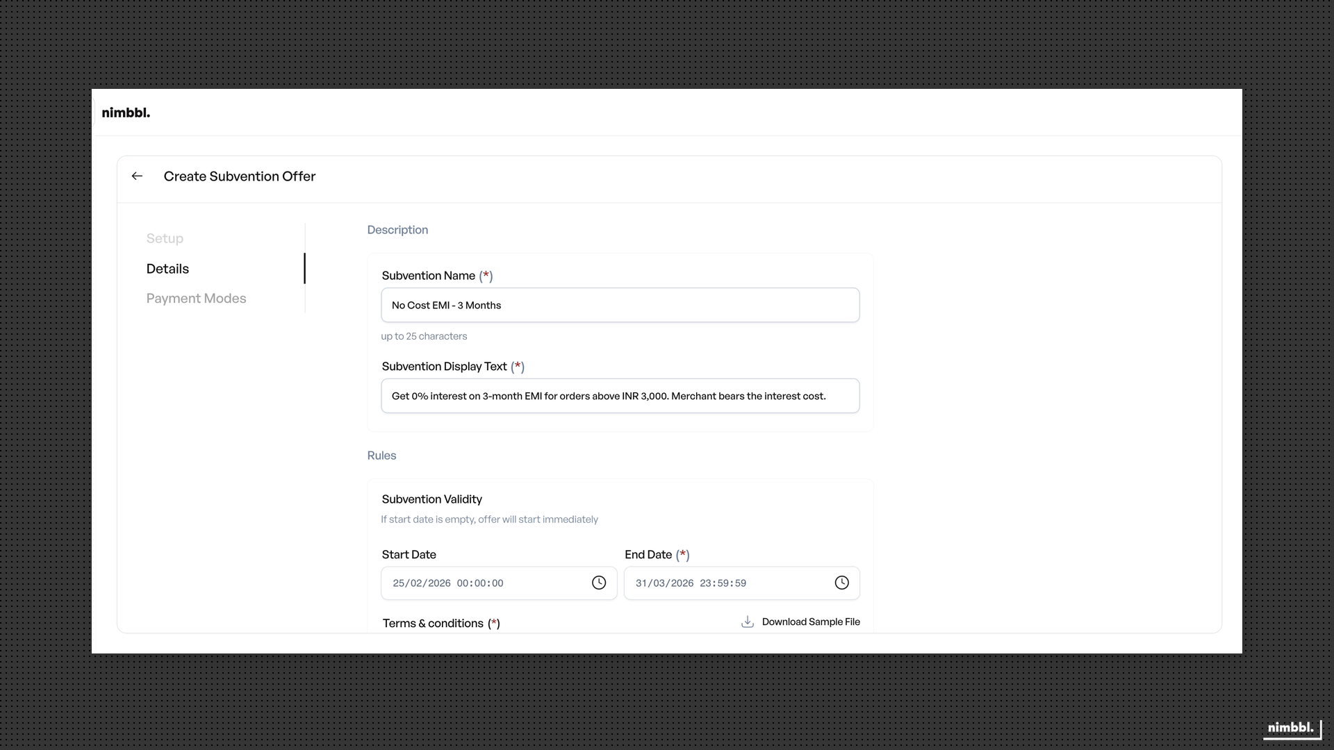 Details tab configuration