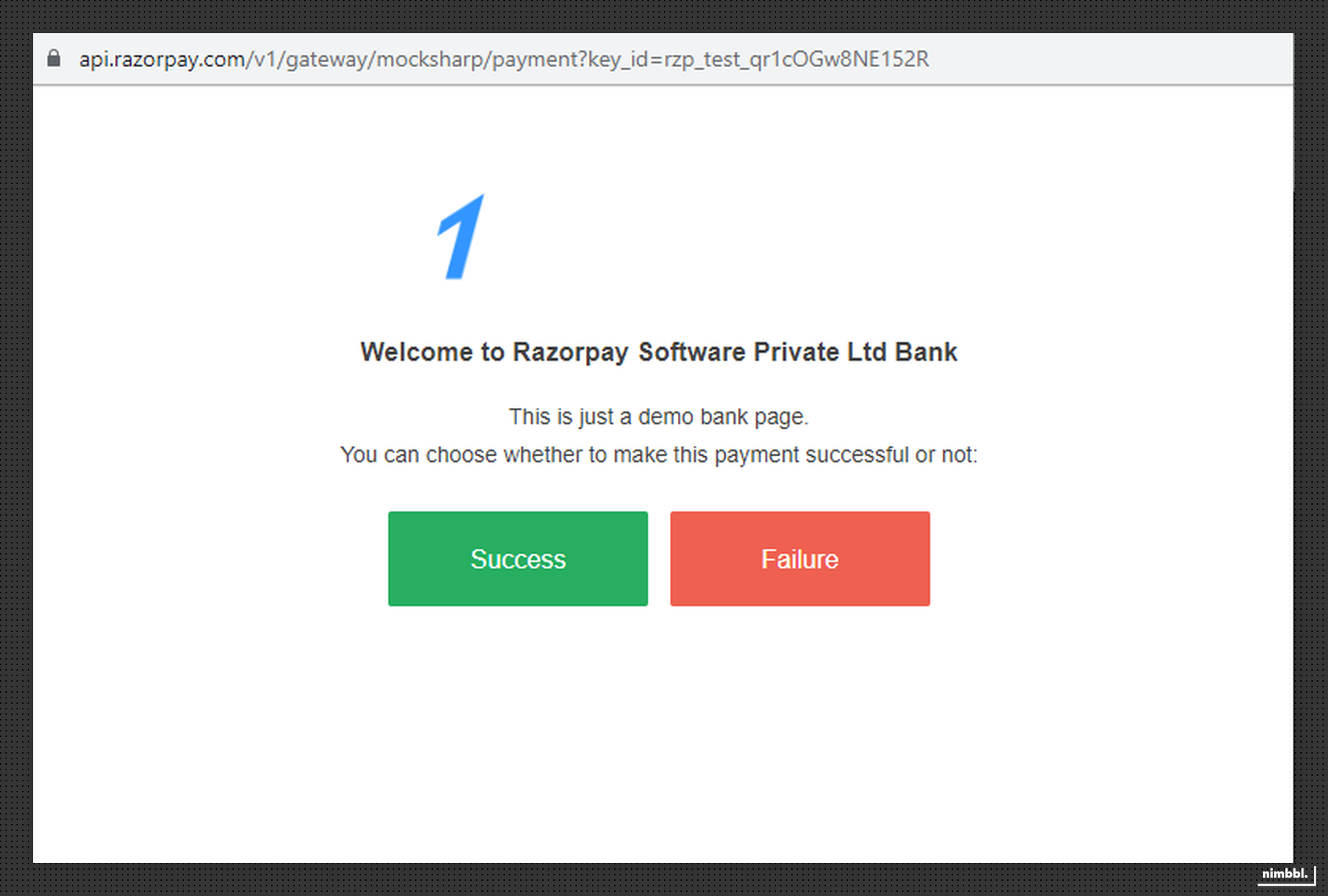 Test mode response simulator for netbanking payment