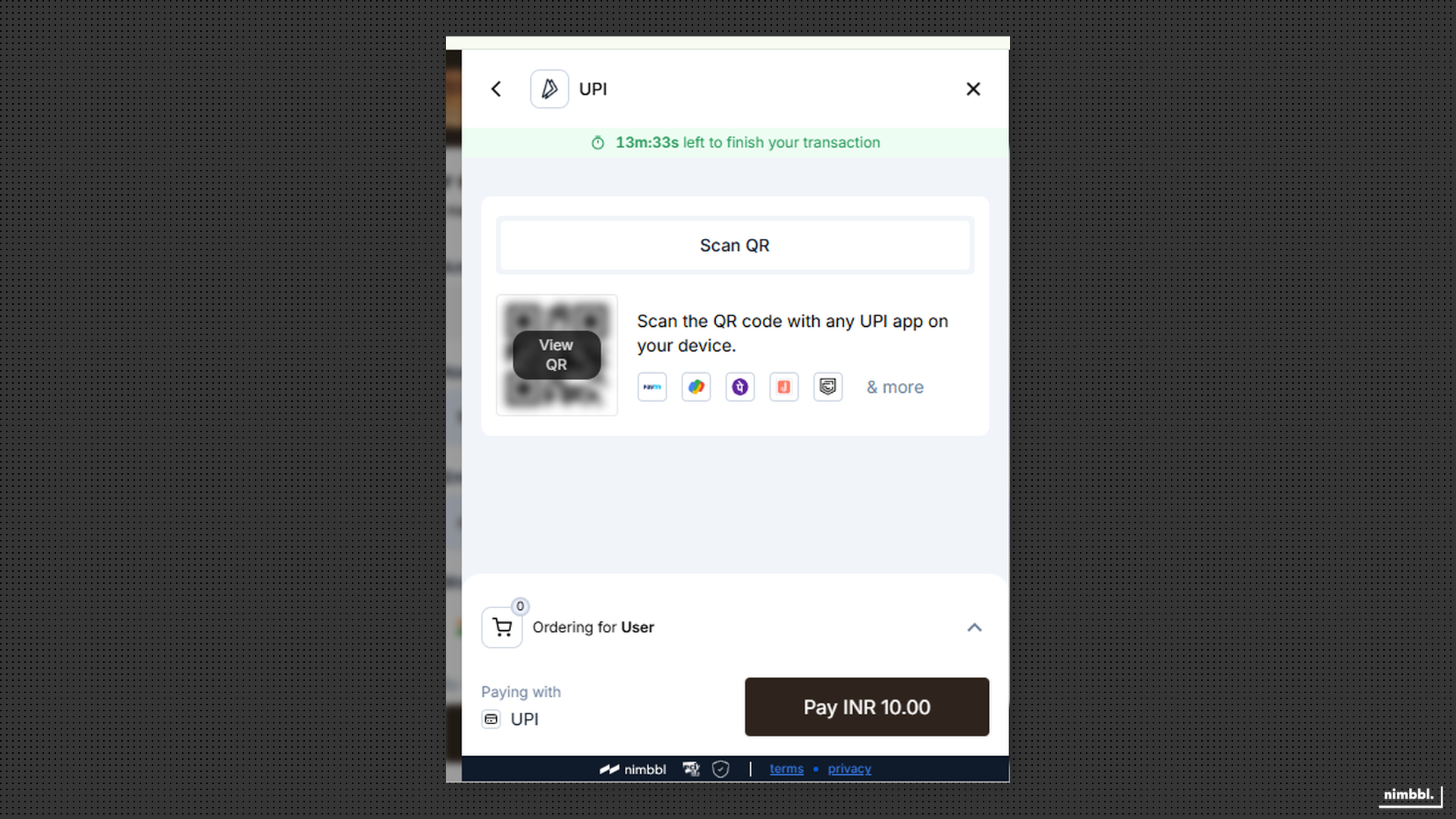 UPI QR code scan screen with supported app icons