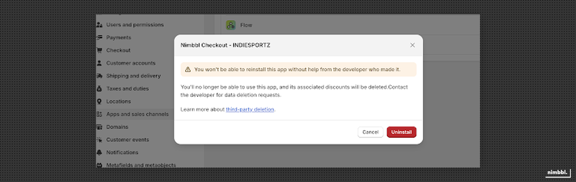 Uninstall confirmation dialog