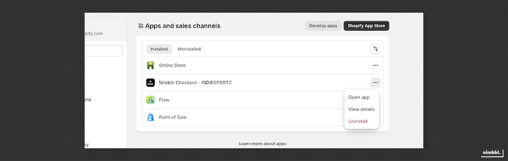 Uninstall app option