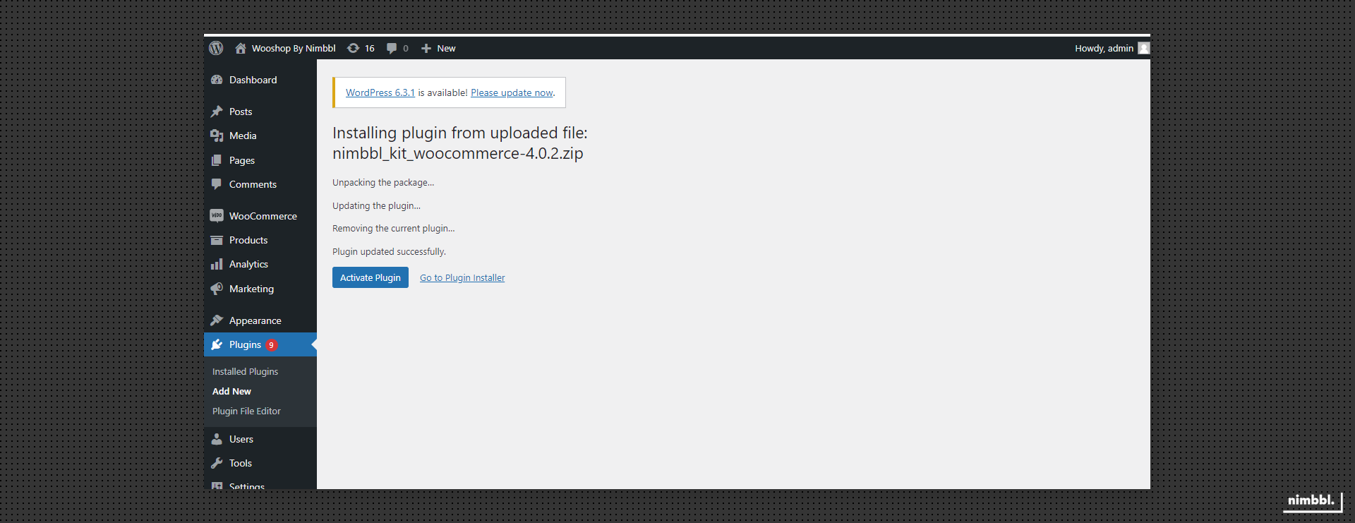 Activate plugin button