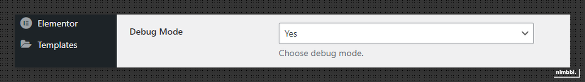 Debug mode toggle setting
